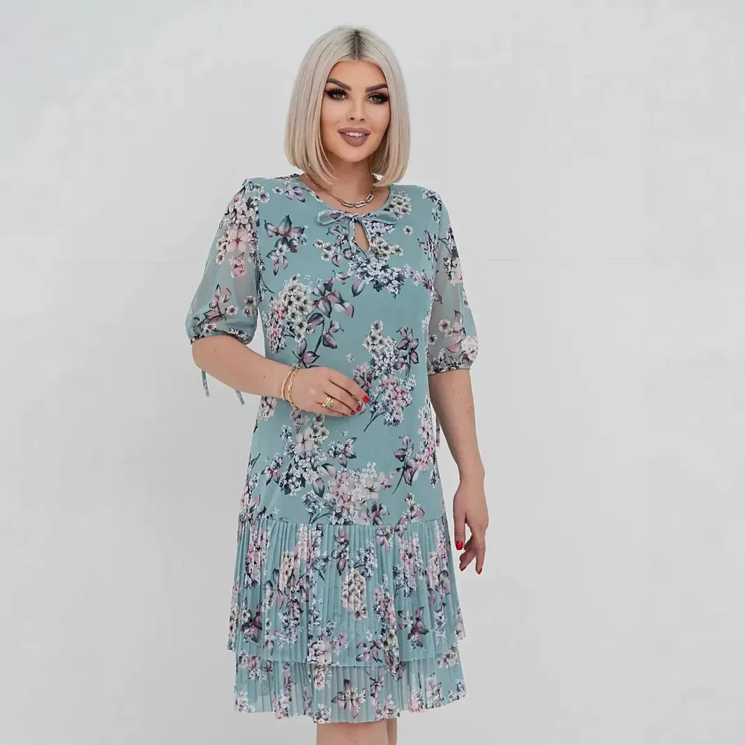 Évelyne™-Kleid mit Zartem Blumenmuster und 3/4-Ärmeln