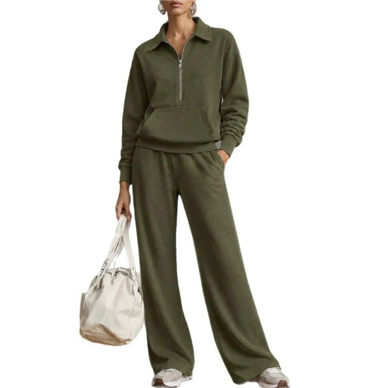 Rieke™ Set mit Half-Zip-Oberteil, Kängurutasche und weit geschnittener Hose