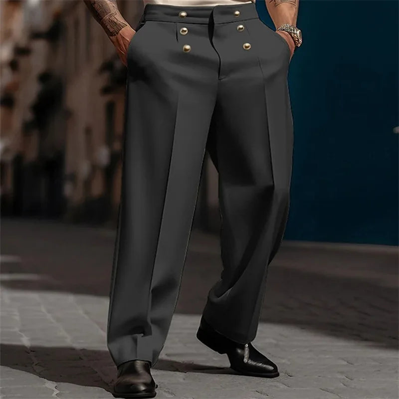 Marten™ Hose mit hoher Taille, Bundfalten und Metallknöpfen