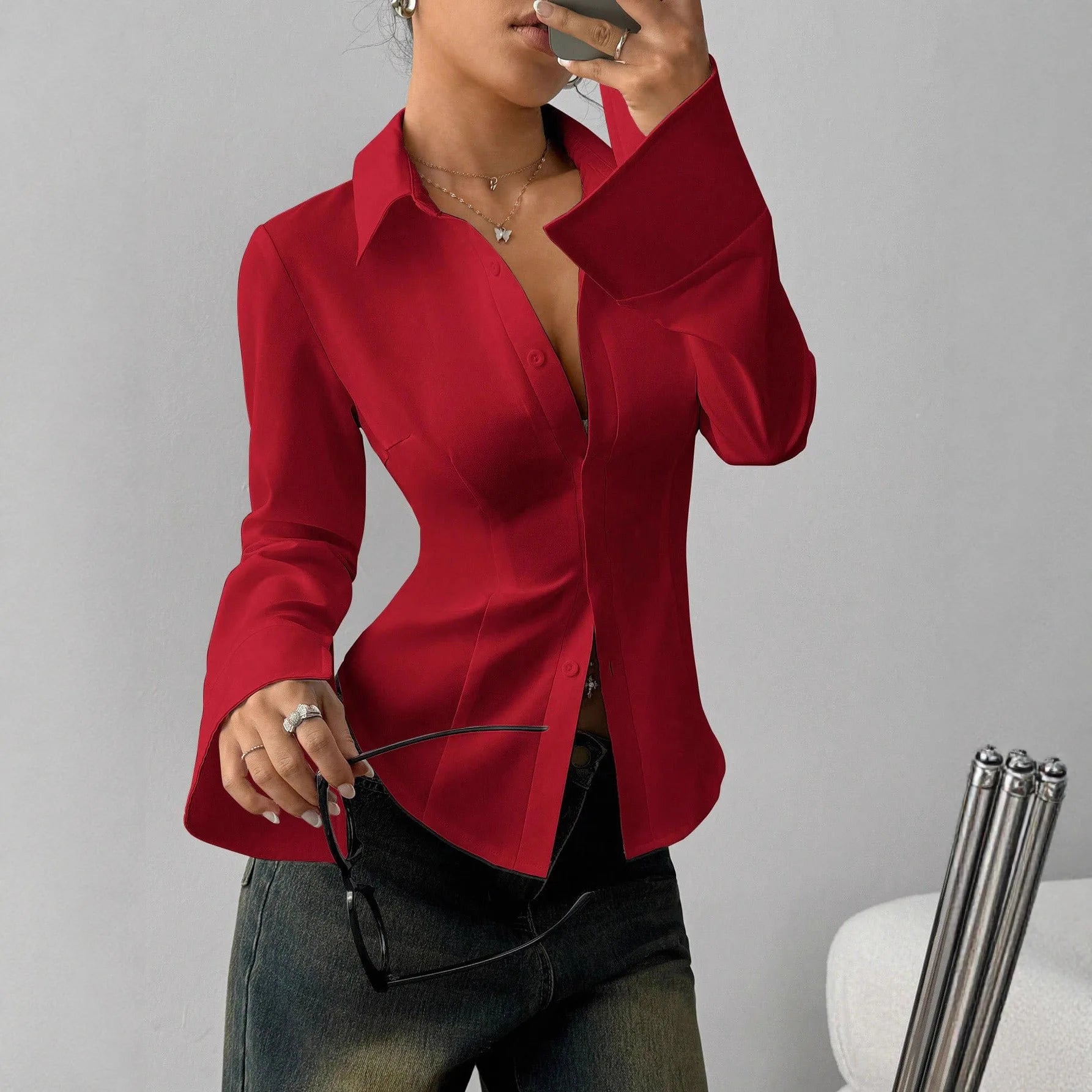 Corvielle™-Hemdbluse mit Elegantem Schnitt und Hochwertiger Verarbeitung