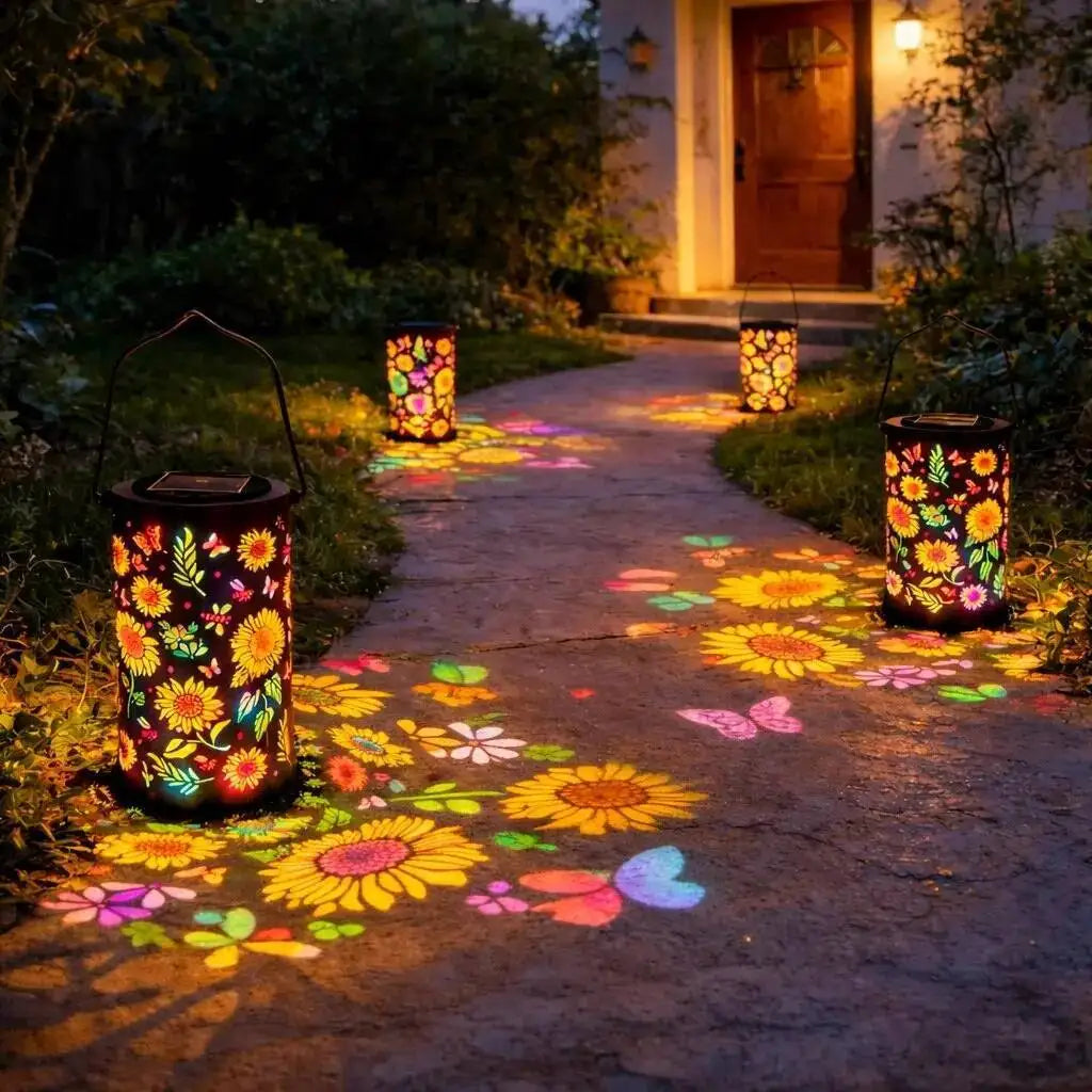 Sonnenschein™ Solar-Laterne mit Blumenprojektion und Wasserbeständigkeit