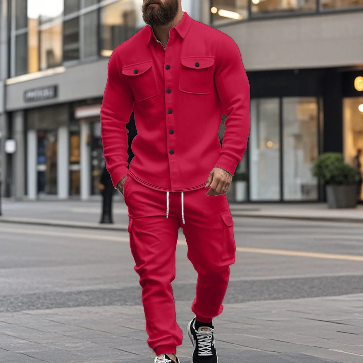 Set Henning™ aus Sweatstoff mit Langarmhemd und Cargo-Hose