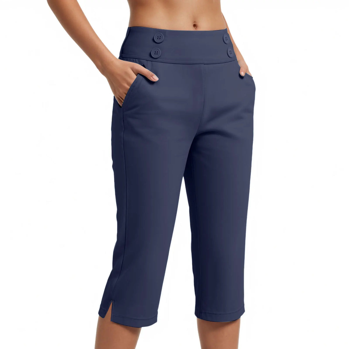 Caprihose Zaragoza™ mit hoher Taille, Zierknöpfen und Seitentaschen