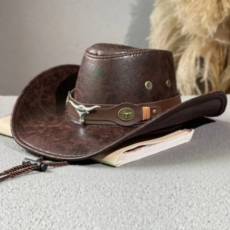 KAUFE 1, ERHALTE 2 GRATIS - Dakota™ Westernhut aus Premium-Leder mit rustikalem Finish und Metalldetails alemanha