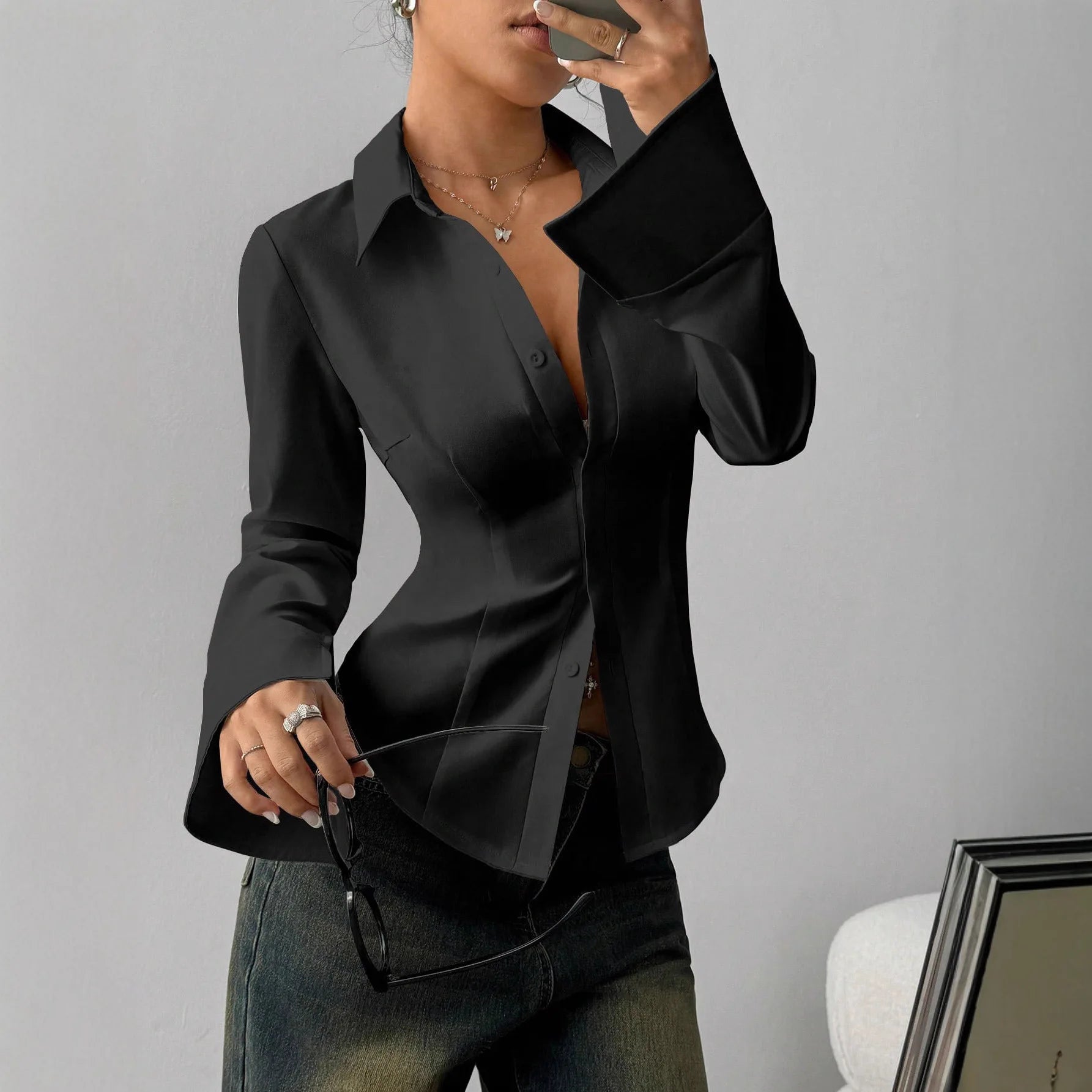 Corvielle™-Hemdbluse mit Elegantem Schnitt und Hochwertiger Verarbeitung