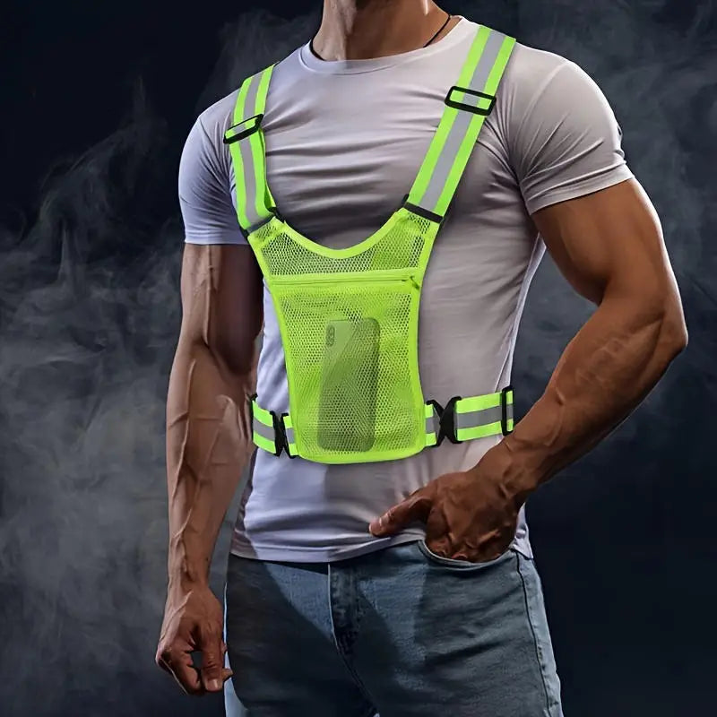Volker™ Warnweste mit Reflexstreifen, verstellbaren Trägern und Fronttasche
