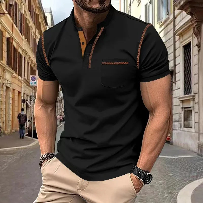 Torben™ Freizeitshirt mit Stehkragen und kontrastierenden Abschlüssen