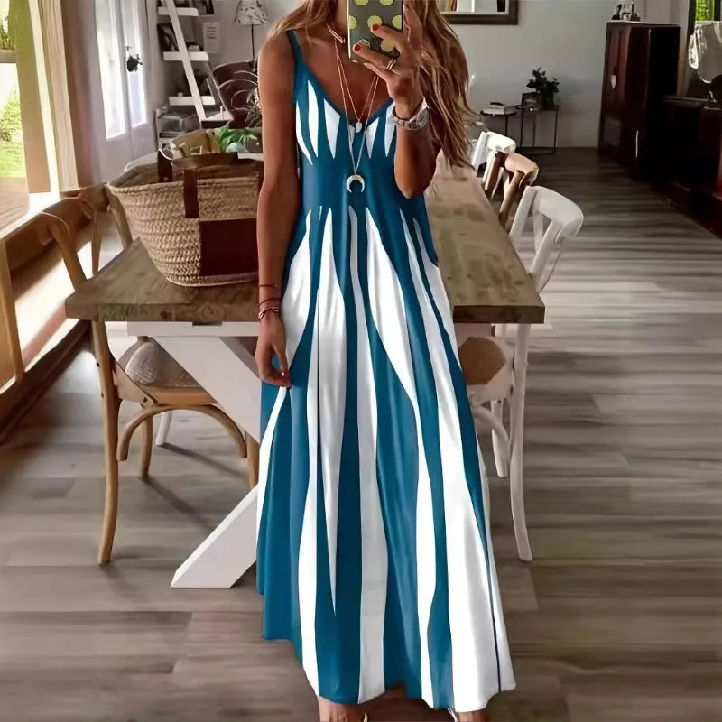 Calenna™ Kleid mit Vertikalen Streifen und V-Ausschnitt