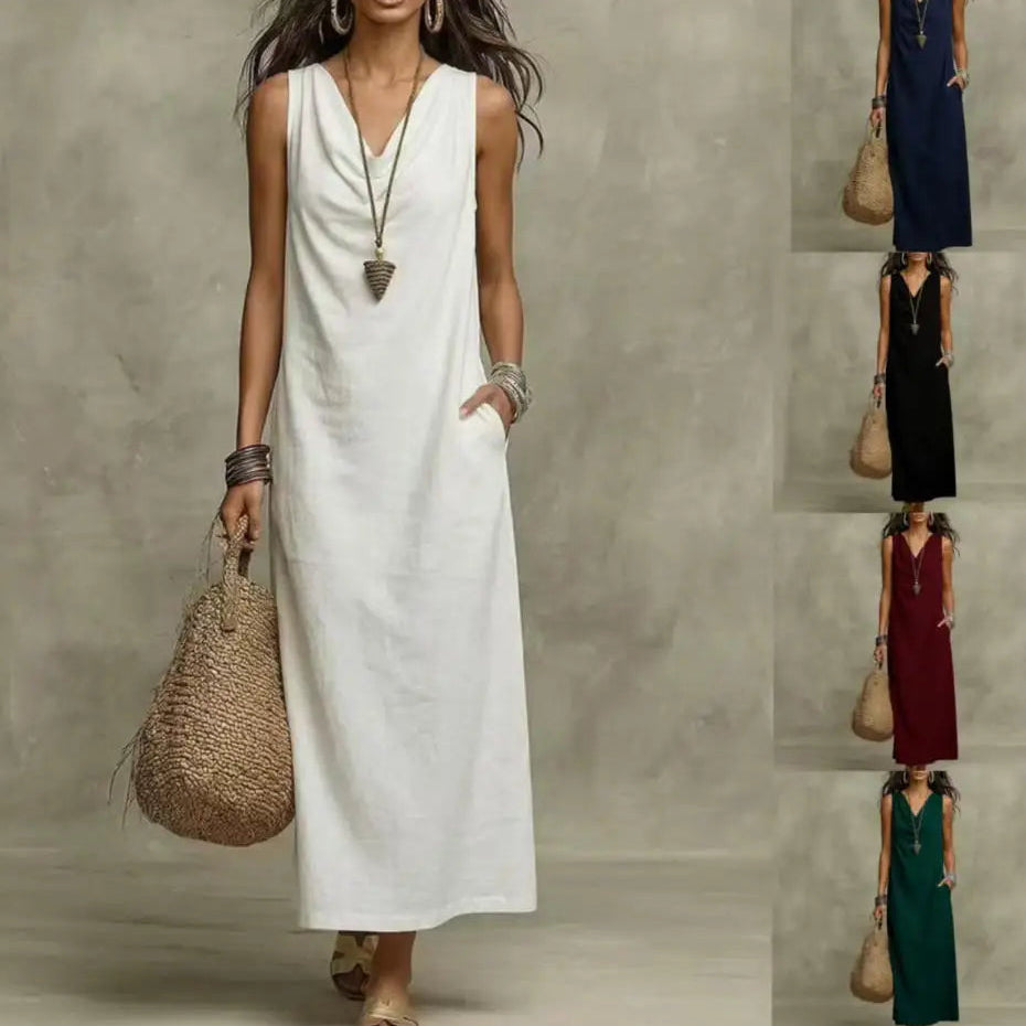 Merle™ Maxikleid mit drapiertem Ausschnitt und Seitentaschen