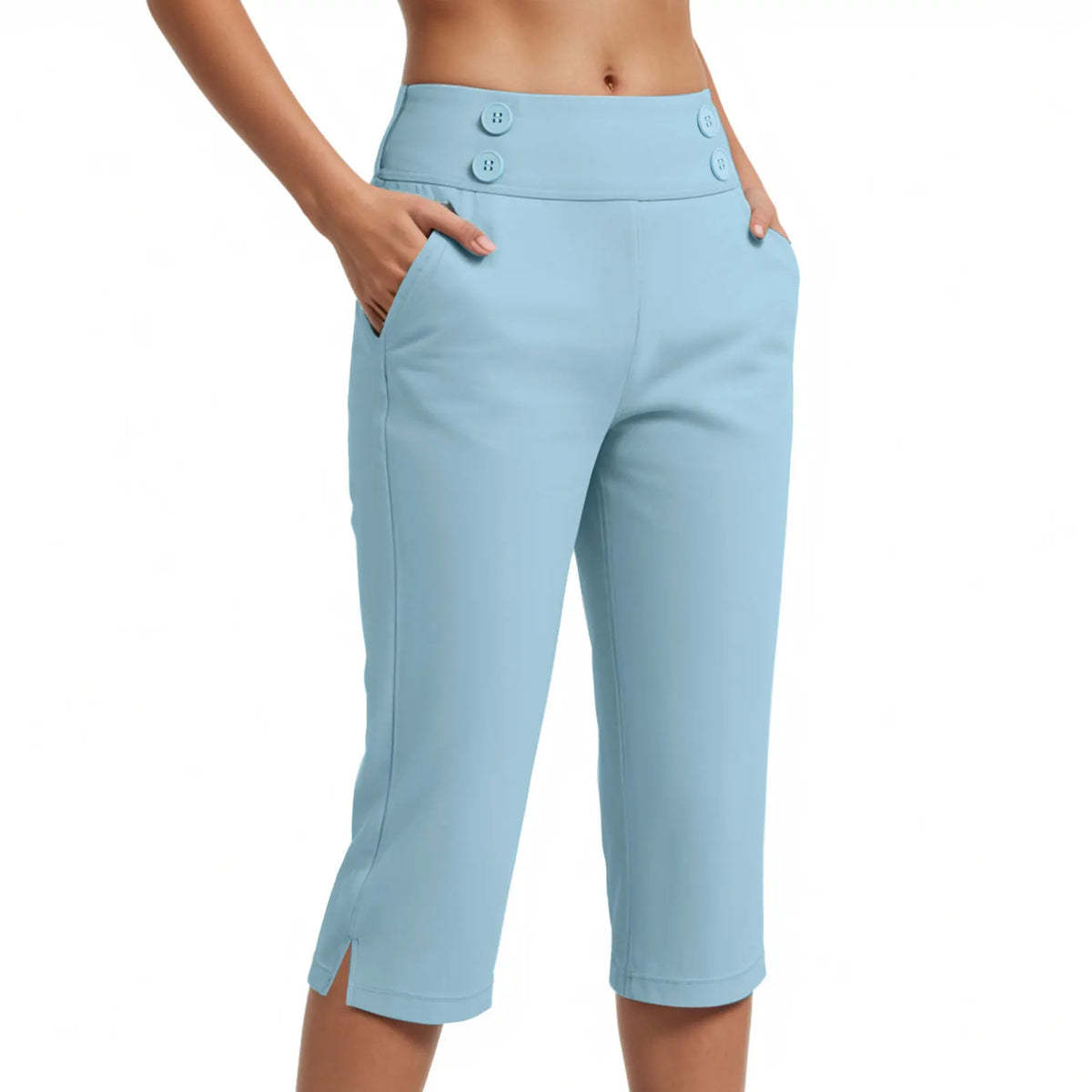Caprihose Zaragoza™ mit hoher Taille, Zierknöpfen und Seitentaschen