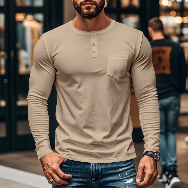 Northline™ Langarmshirt Mit Henley-Kragen und Figurbetonter Passform