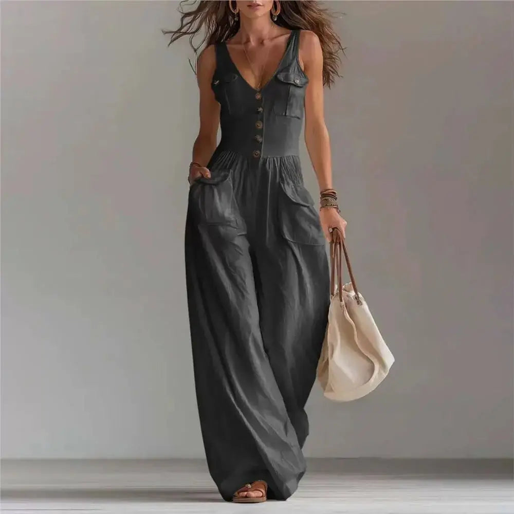 Marvella™ Jumpsuit mit V-Ausschnitt und Palazzo-Hose