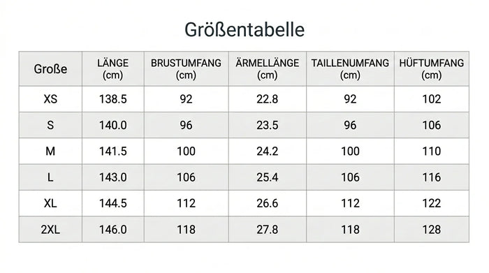 Größentabelle