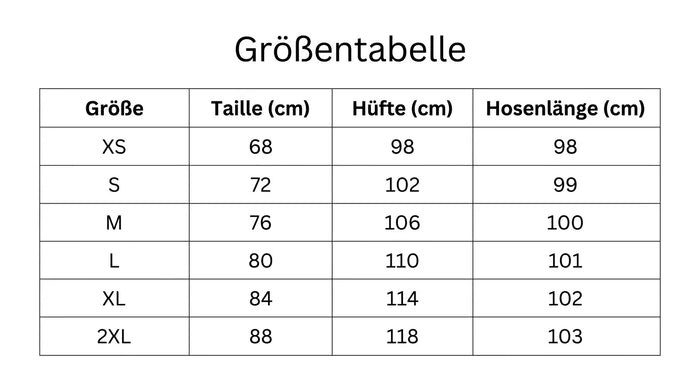 Größentabelle