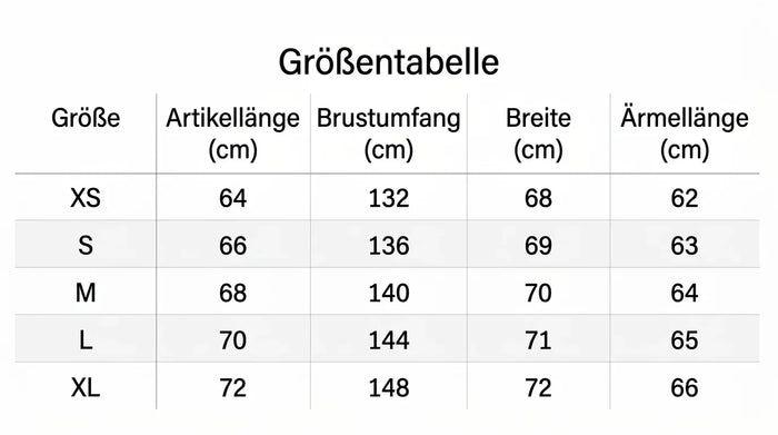 Größentabelle