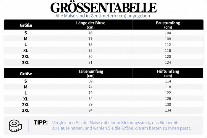 Größentabelle
