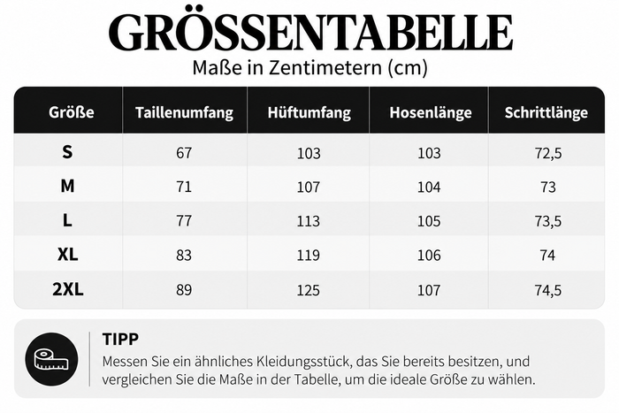 Größentabelle
