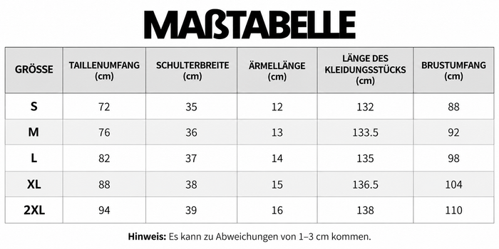Größentabelle