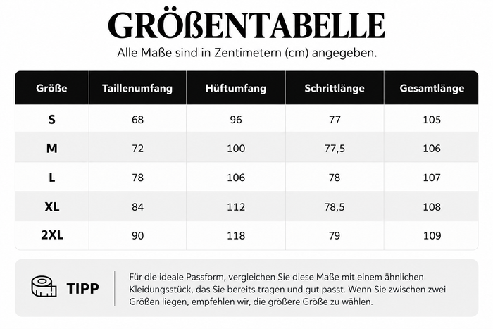 Größentabelle