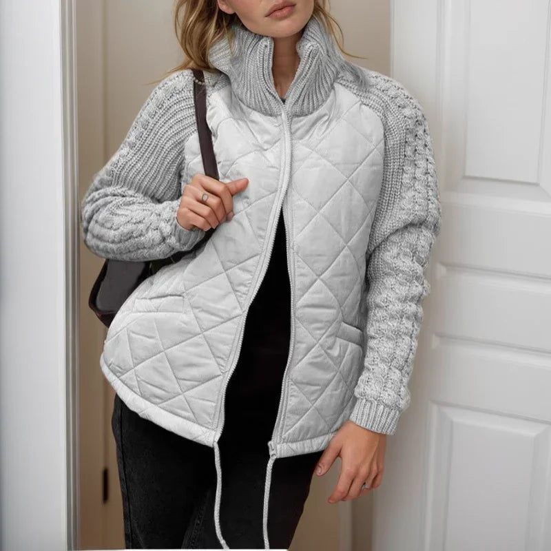 Norwegische weichgesteppte Jacke mit Strickdetails / Europäisches Design, das Stil verkörpert!