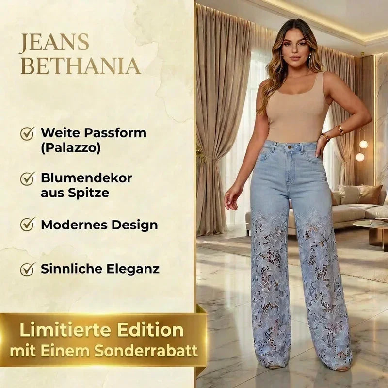 Bethania™ Jeans aus Modernem Denim mit Handgefertigter Blumen-Spitze