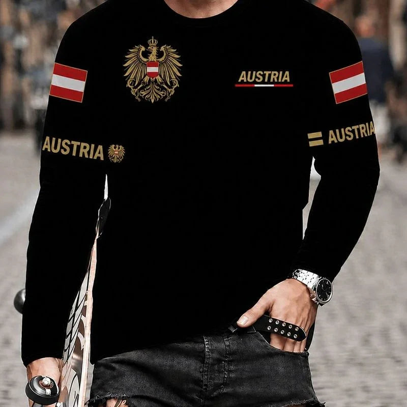 World™ Langarm-Slim-Fit-T-Shirt mit Länder-Prints