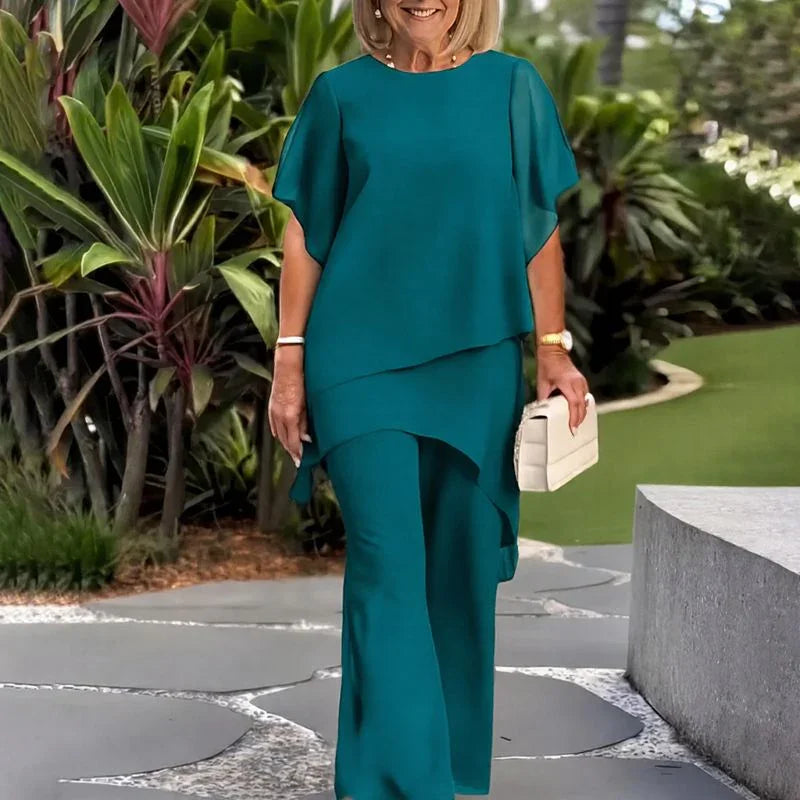 Giorgia™ Set – Bluse mit Lagen-Überwurf und minimalistischer Hose