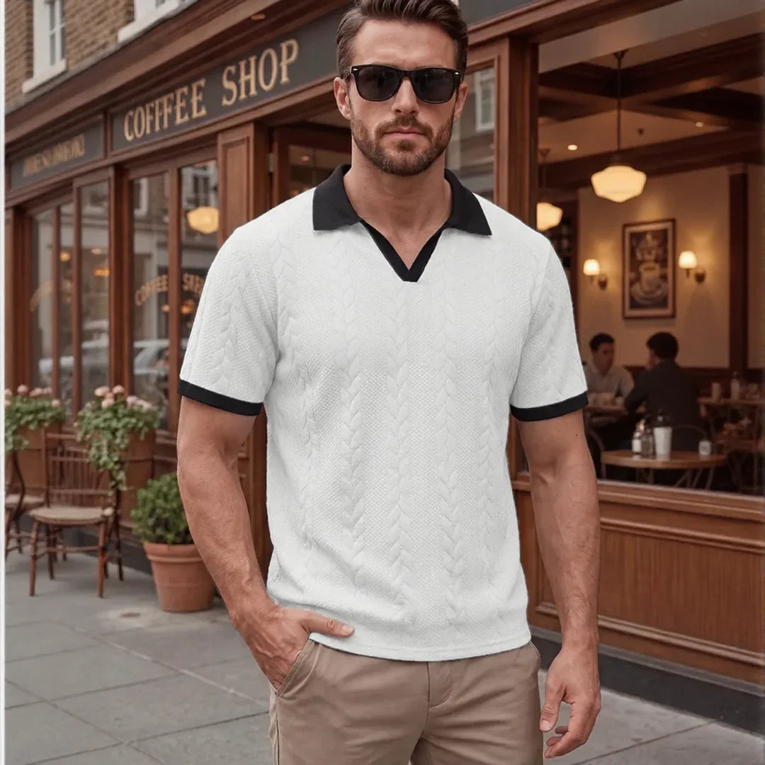 Windsor™ Polo Aus Strukturierter Strickware Mit Kontrastkragen