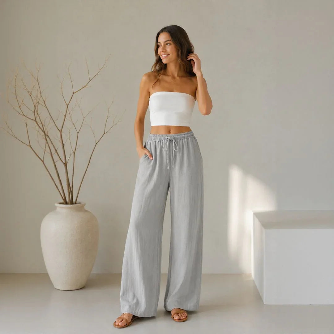 Lavinia™ Baumwoll-Leinenhose mit Verstellbarem Kordelzug