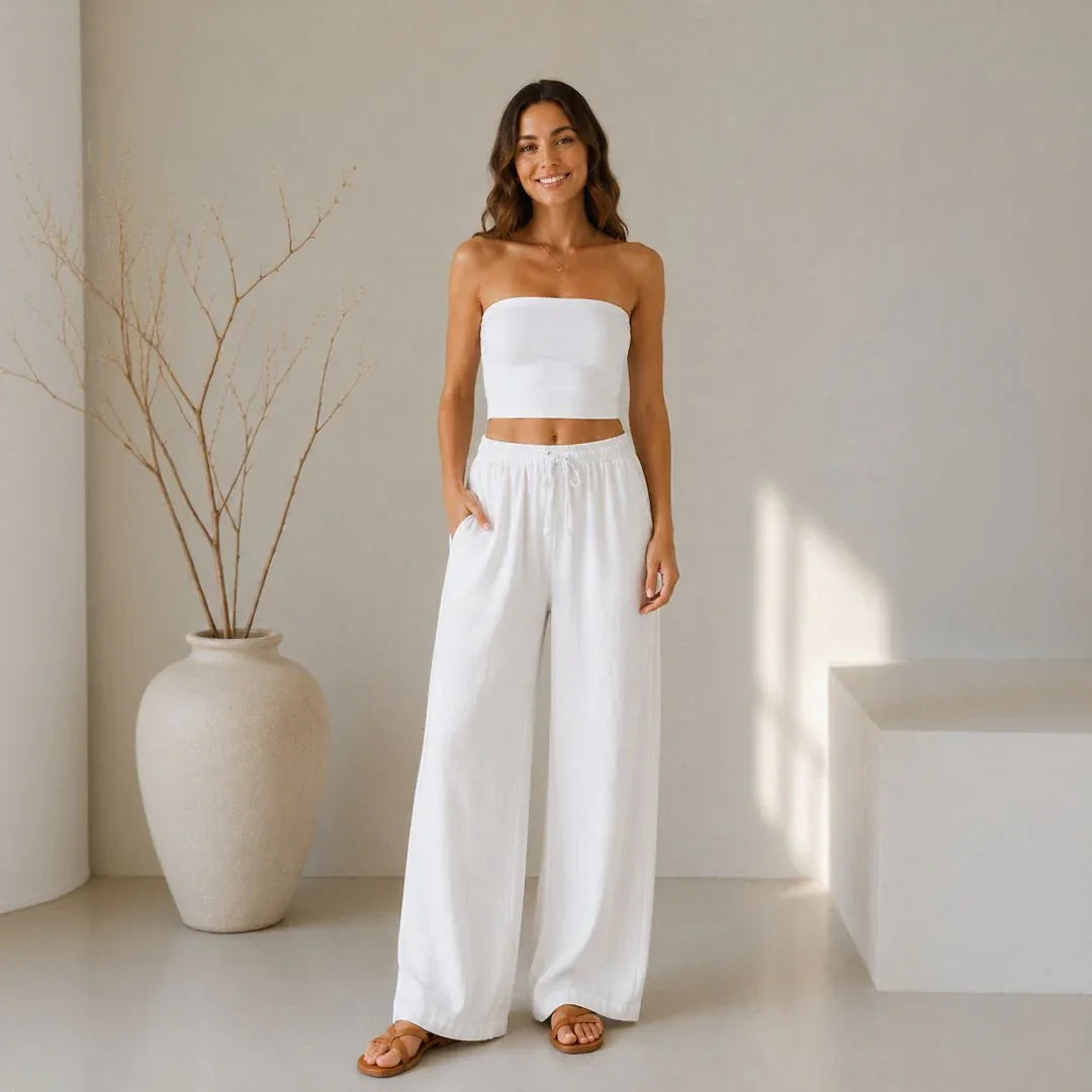 Lavinia™ Baumwoll-Leinenhose mit Verstellbarem Kordelzug