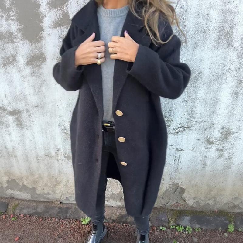 Eclair™ Mantel aus Gebürsteter Wolle mit Strukturiertem Revers und Klassischen Knöpfen / Zeitlose Eleganz, die mit Stil und Persönlichkeit Wärmt!
