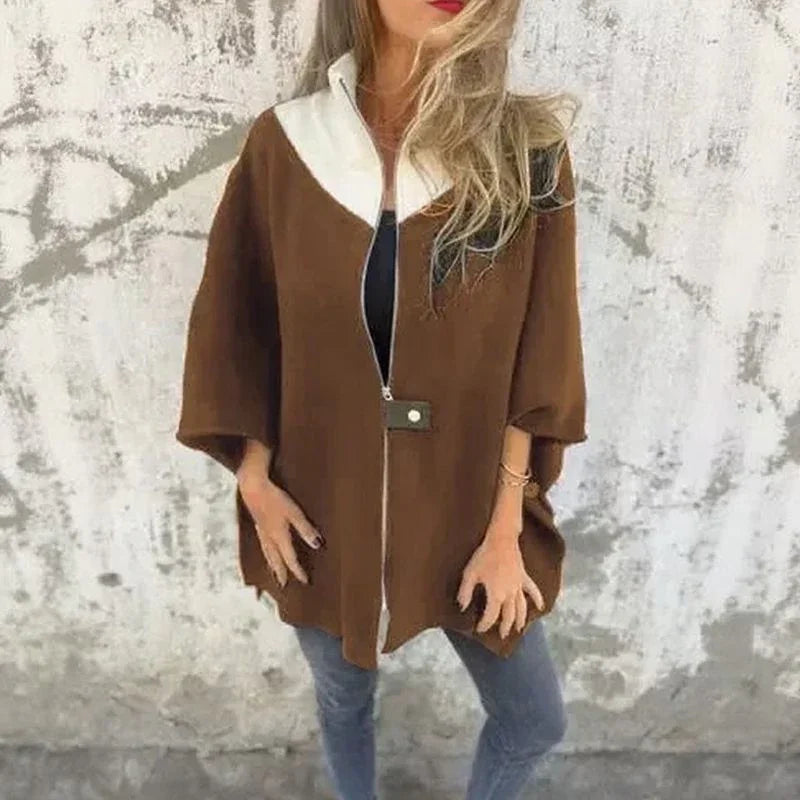 Georgia Flair™ Mantel mit kontrastierendem Kragen und lockerer Passform / Urbane Eleganz in ihrer authentischsten Form!