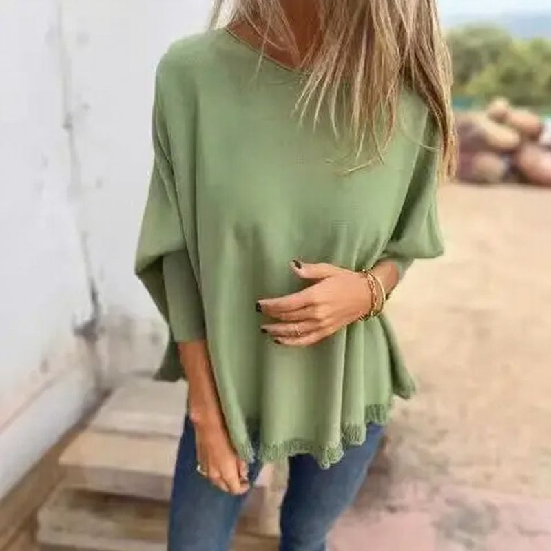 [🔥2 ZUM PREIS VON 1🔥] Giulia™ Oberteil aus hochwertigem, weichem Fleece mit Fledermausärme und Spitzenbesatz am Saum / Eleganter Komfort mit femininer Note!