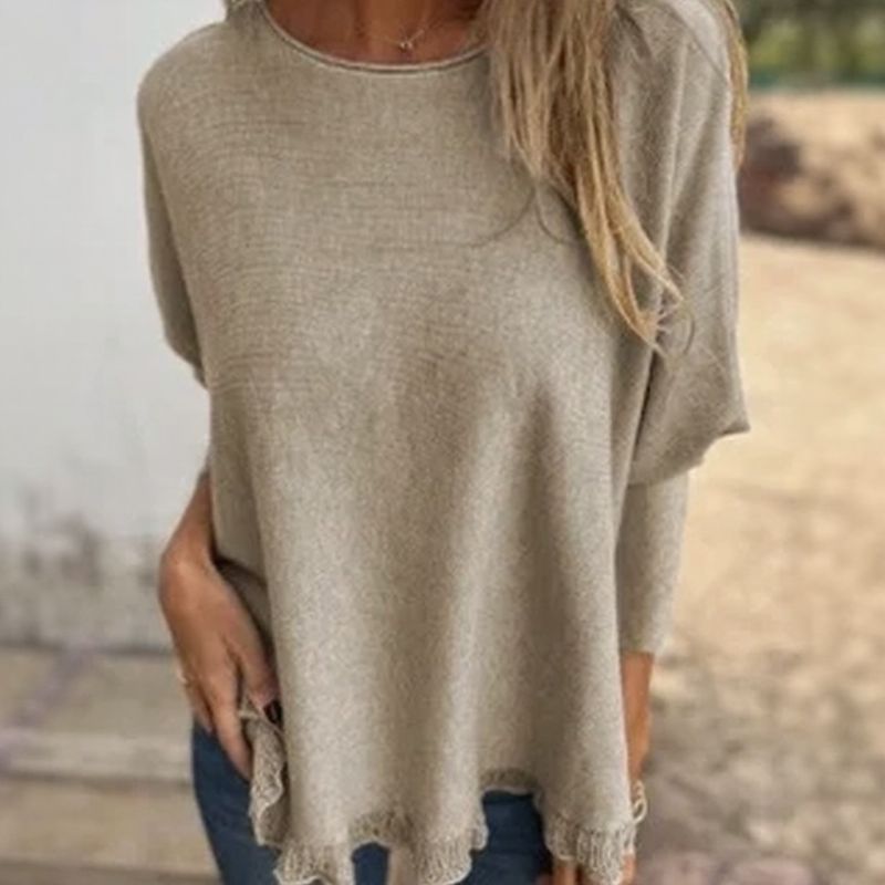 [🔥2 ZUM PREIS VON 1🔥] Giulia™ Oberteil aus hochwertigem, weichem Fleece mit Fledermausärme und Spitzenbesatz am Saum / Eleganter Komfort mit femininer Note!