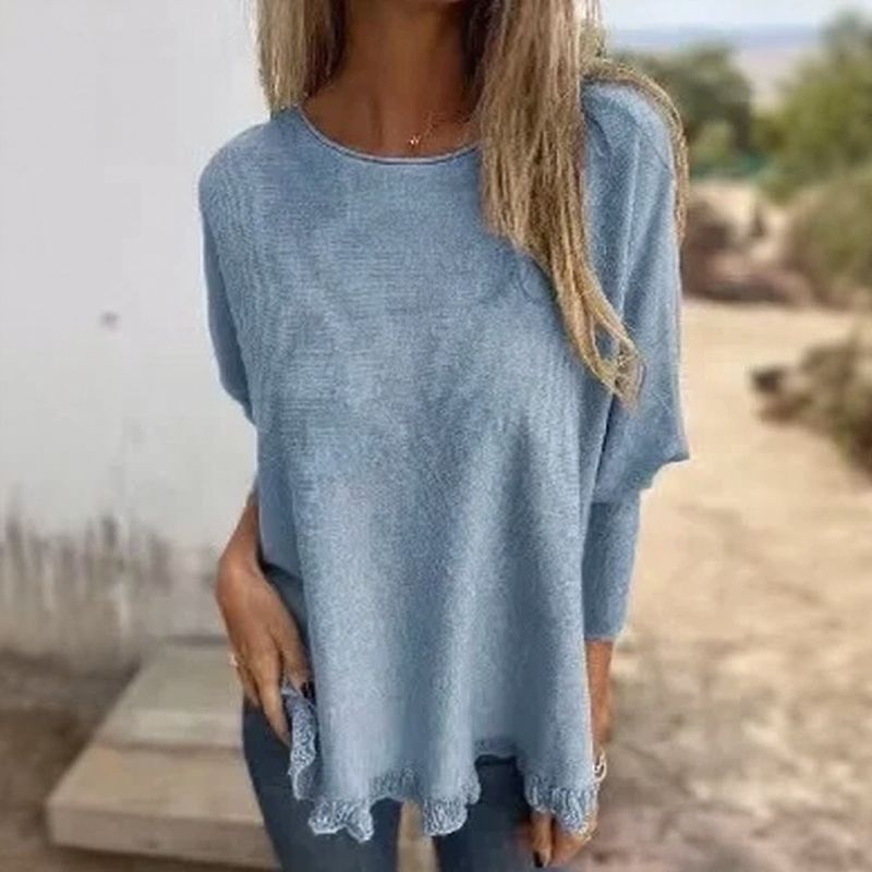 [🔥2 ZUM PREIS VON 1🔥] Giulia™ Oberteil aus hochwertigem, weichem Fleece mit Fledermausärme und Spitzenbesatz am Saum / Eleganter Komfort mit femininer Note!