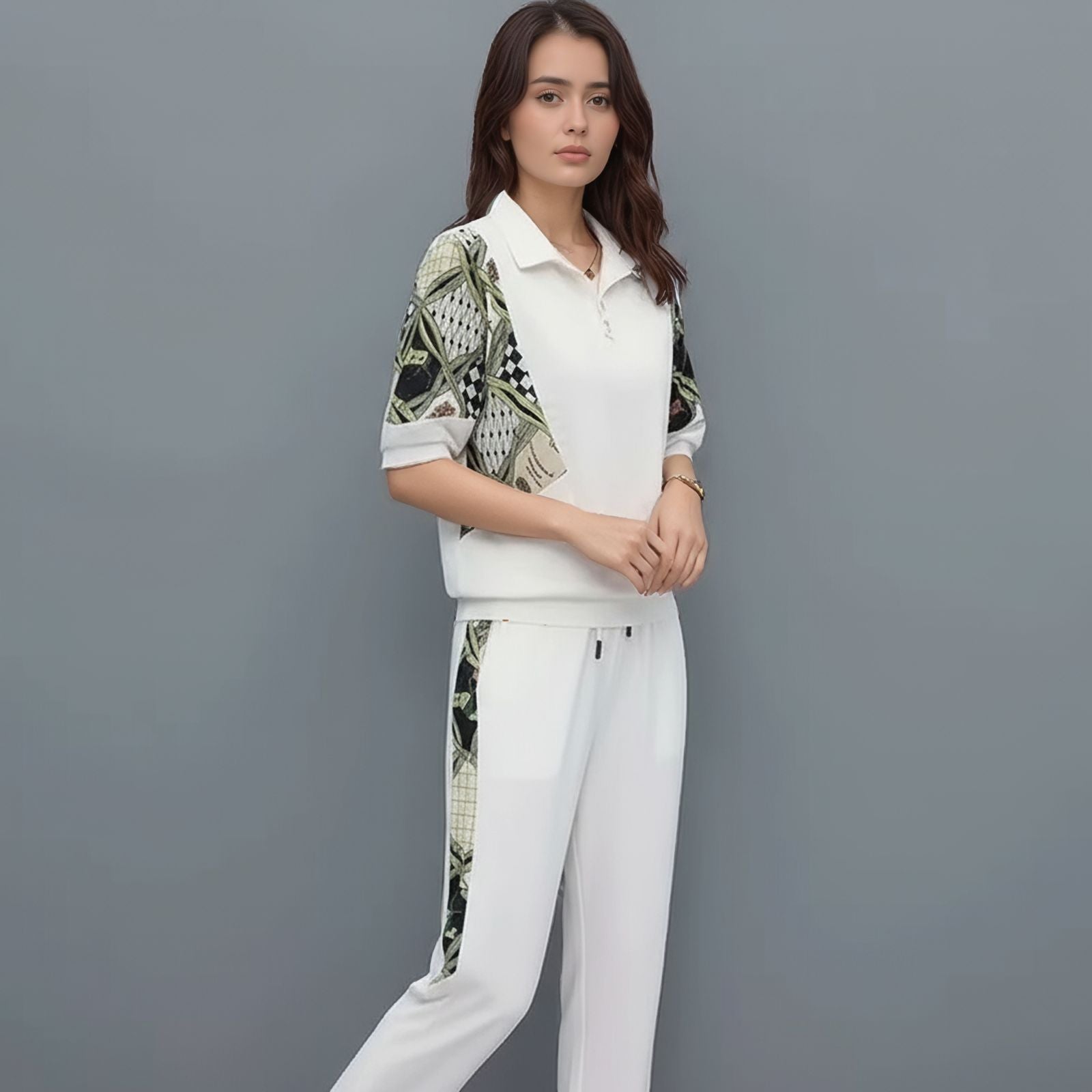 Mosaik™-Set mit Reißverschlusskragen und kontrastierendem Muster / Kunst, Bewegung und Komfort in jedem Strich