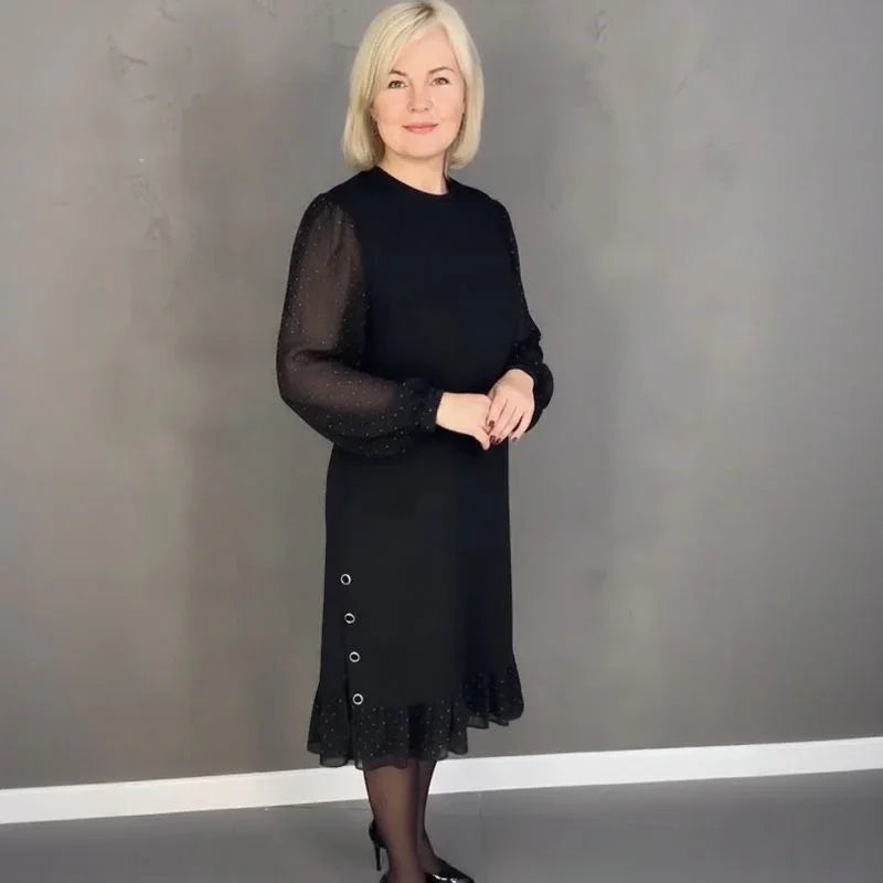 Dame Charlotte™ Kleid mit Transparenten Langarmärmeln / Zeitlose Klassik für Elegante Anlässe