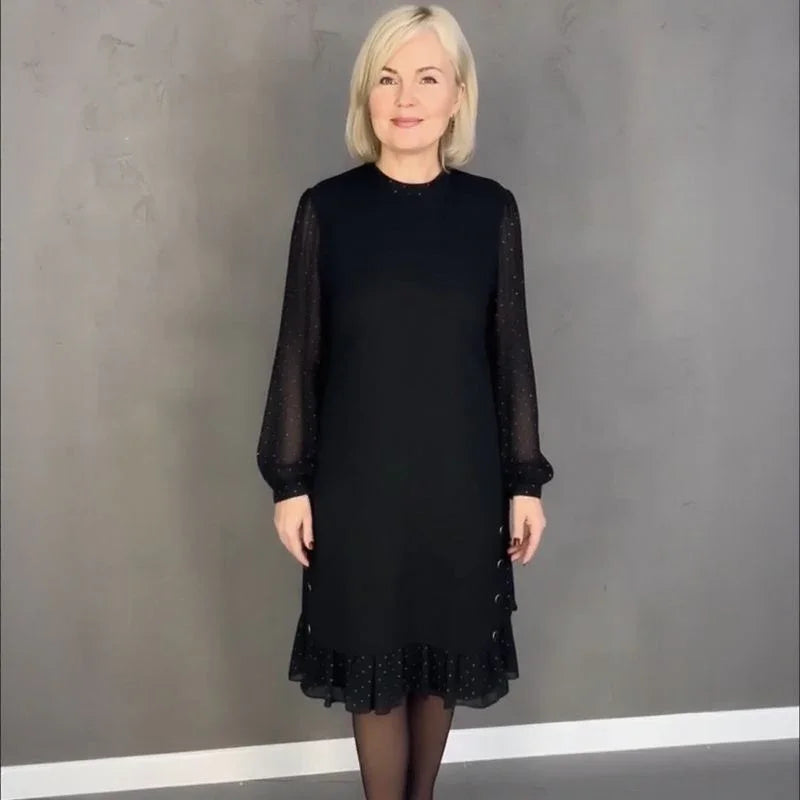 Dame Charlotte™ Kleid mit Transparenten Langarmärmeln / Zeitlose Klassik für Elegante Anlässe