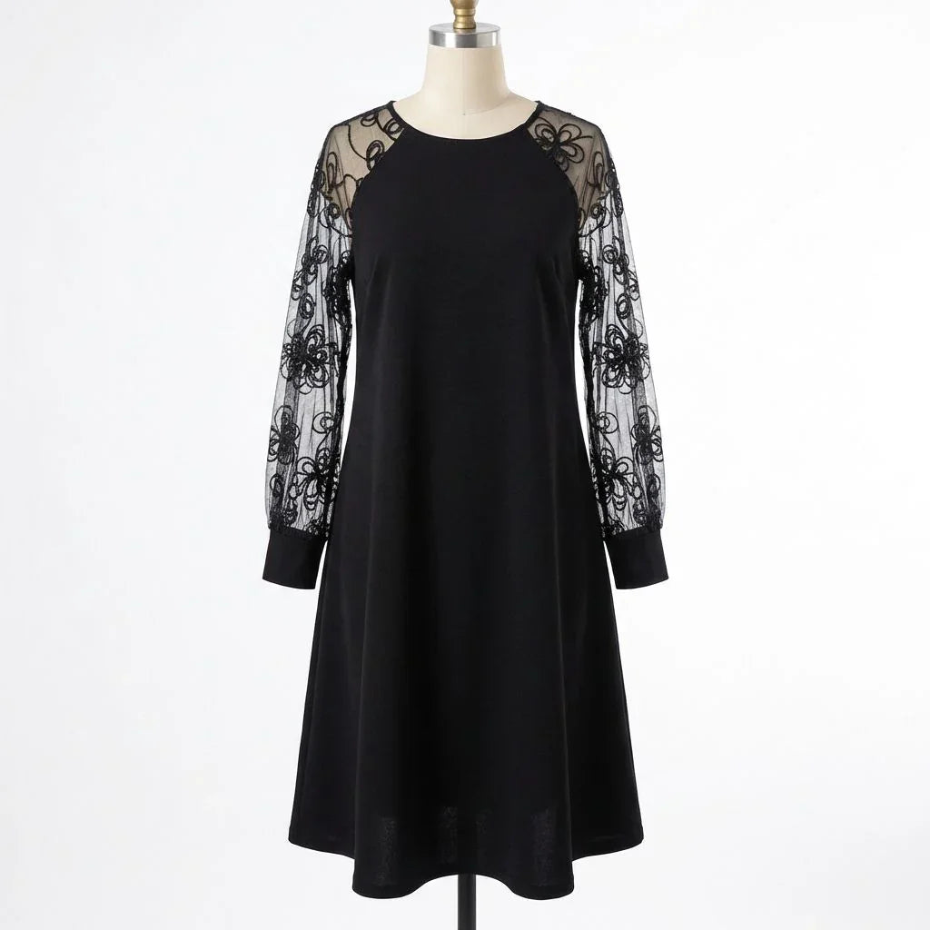 Madeline™ Kleid aus italienischem Crêpe mit Spitzenverarbeitung