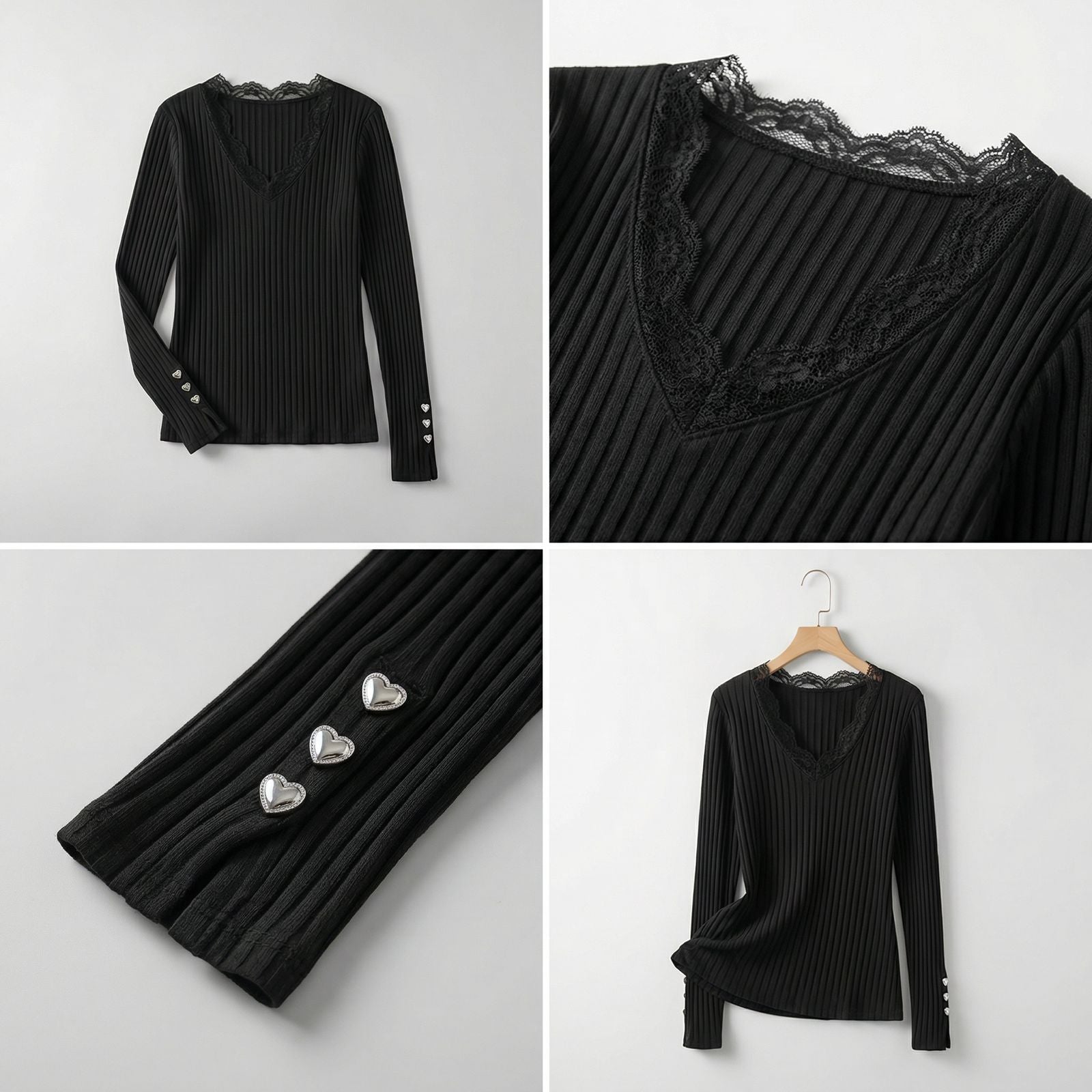 Maison™ Spitzenbluse mit Eleganter Spitze und Premium-Ärmelverarbeitung