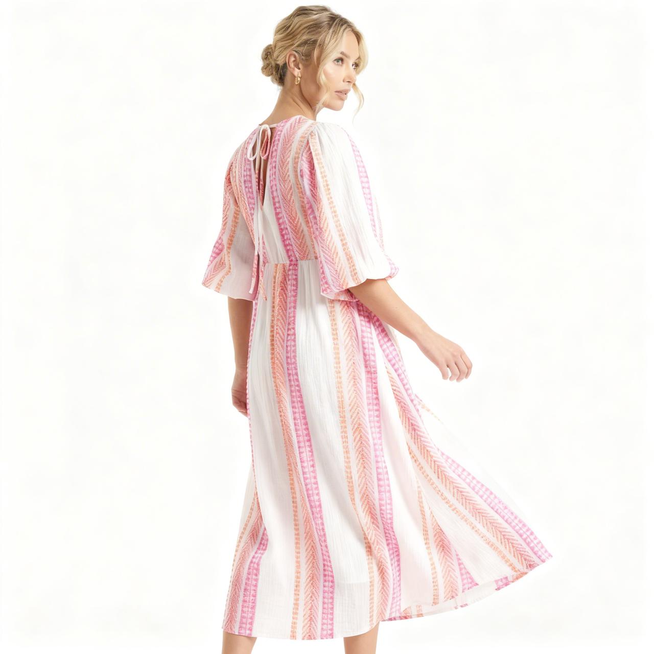 Valeria™ Leichtes Viskosekleid mit V-Ausschnitt und Fließenden Ärmeln