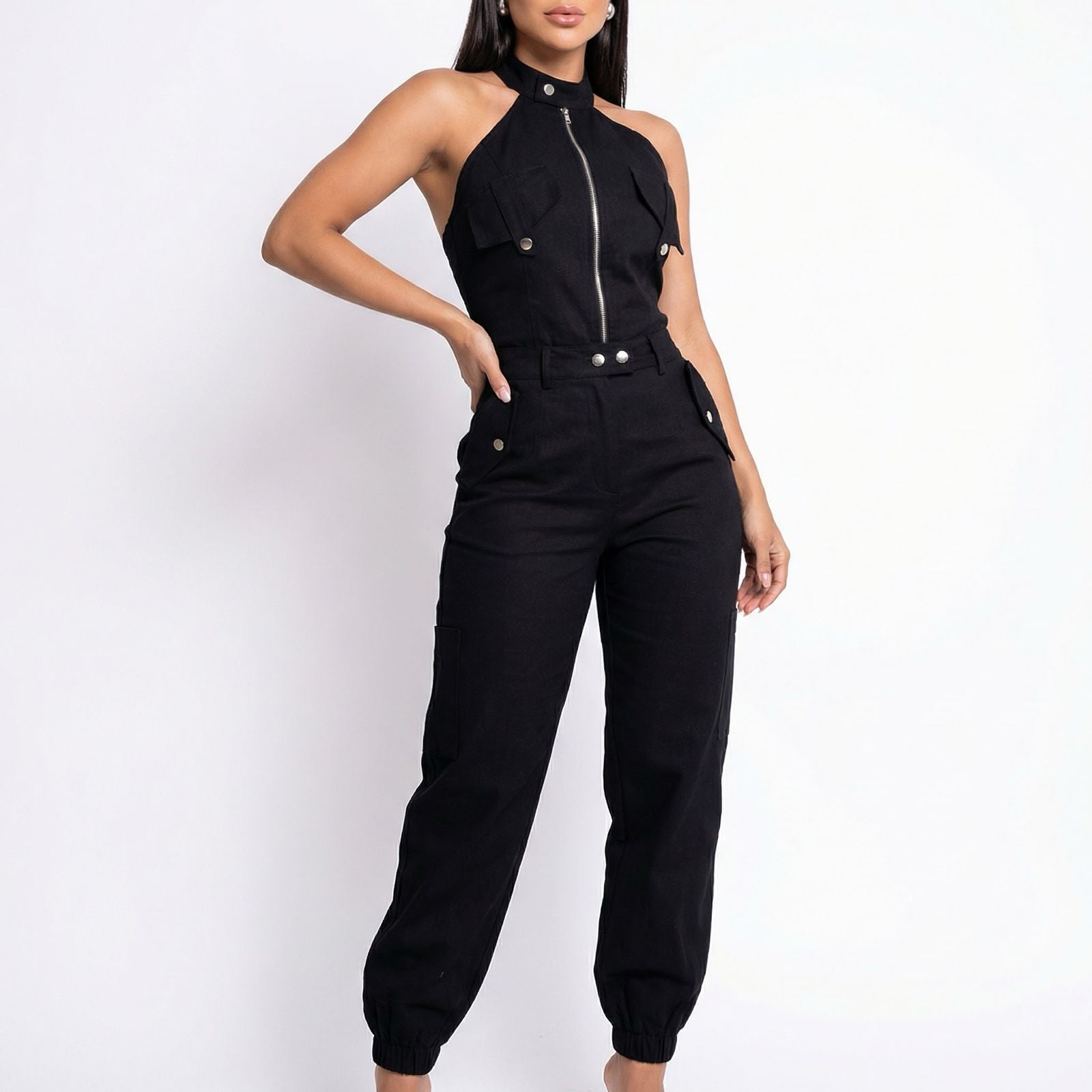 Dominna™ Jumpsuit aus Leichter Sarja im Raffinierten Cargo-Stil