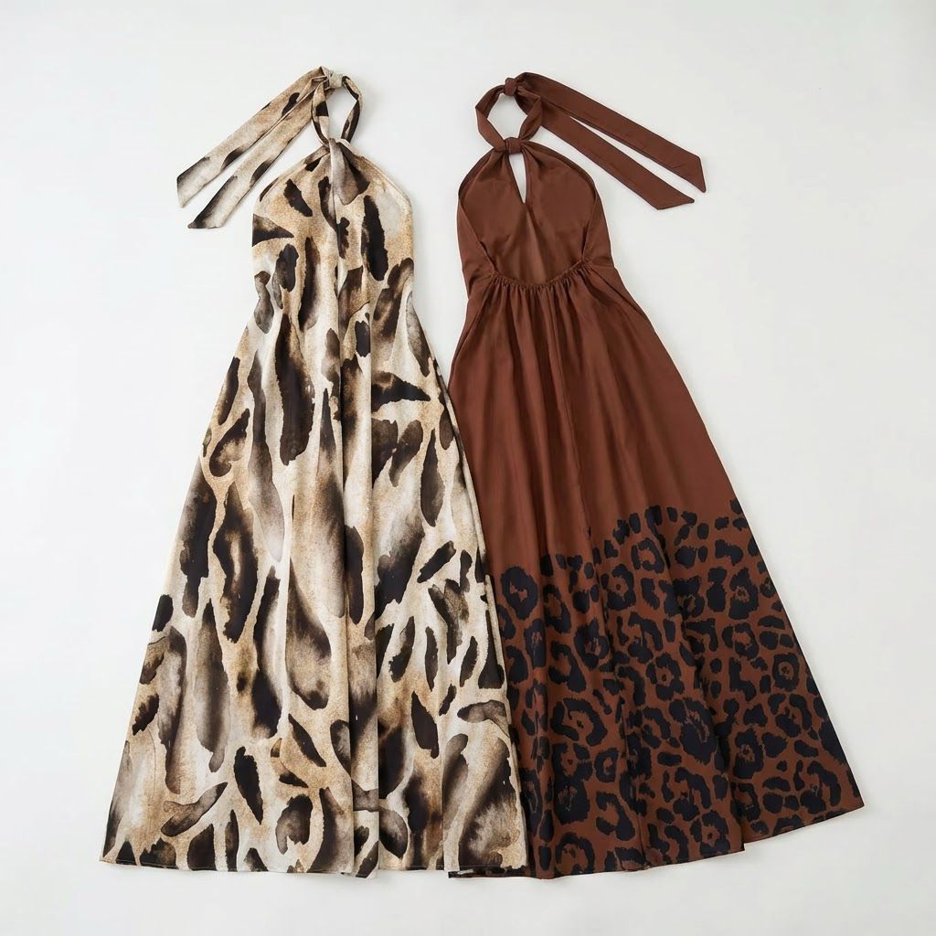 Isla Nomad™ Langes Viskosekleid mit Fließendem Schnitt und Wilder Musterung