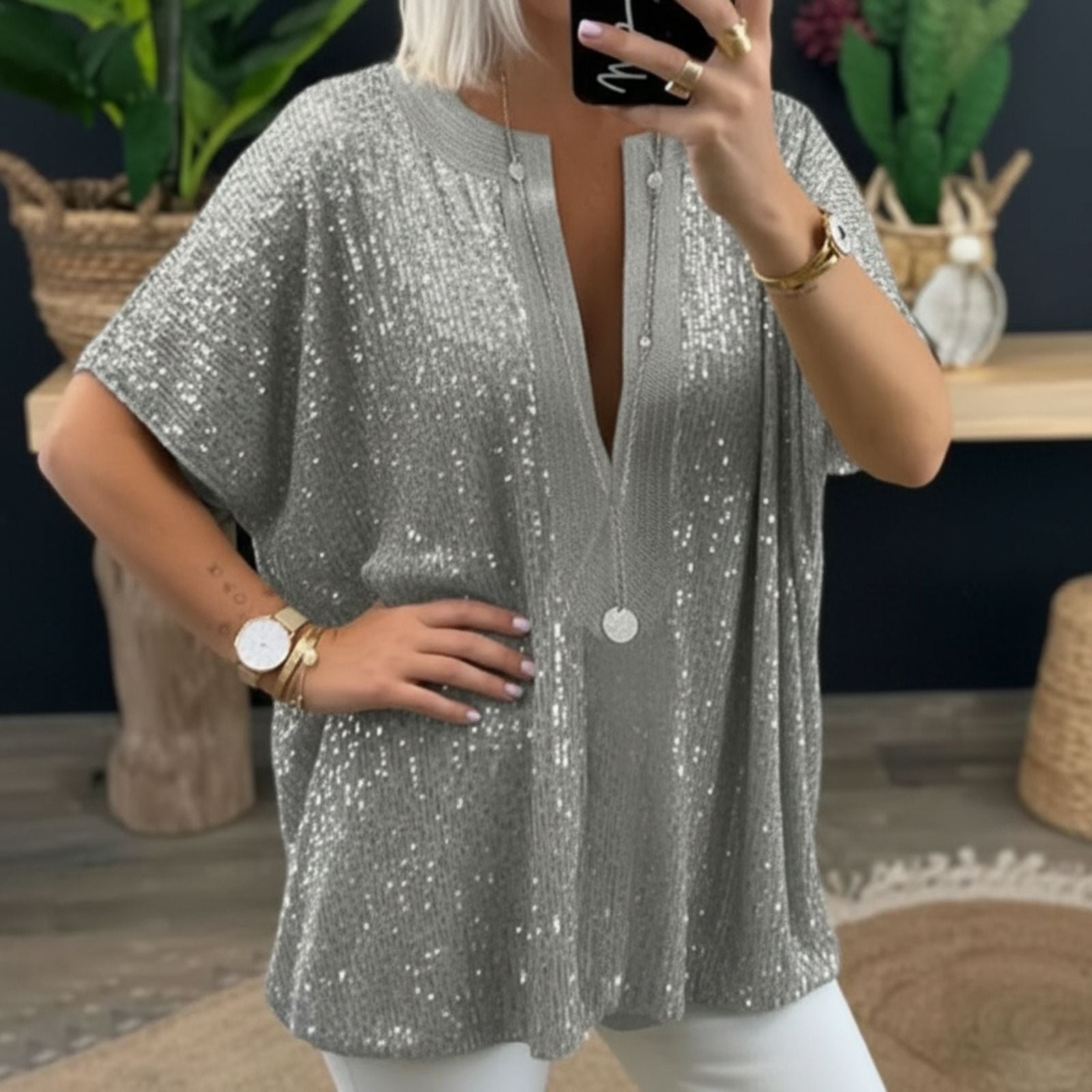 Dubai™ Bluse aus Premium-Viskose mit Pailletten-Details