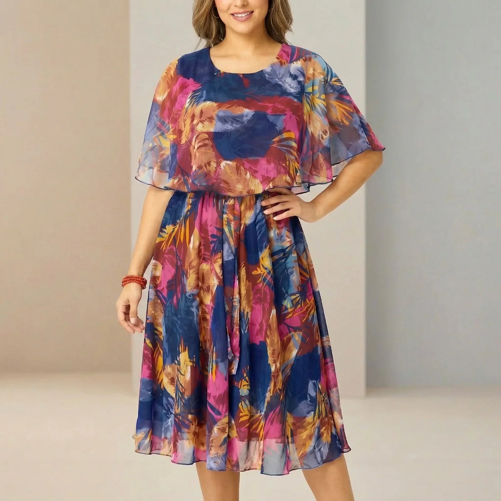 Garden Glow™ Bedrucktes Midikleid mit Überlage