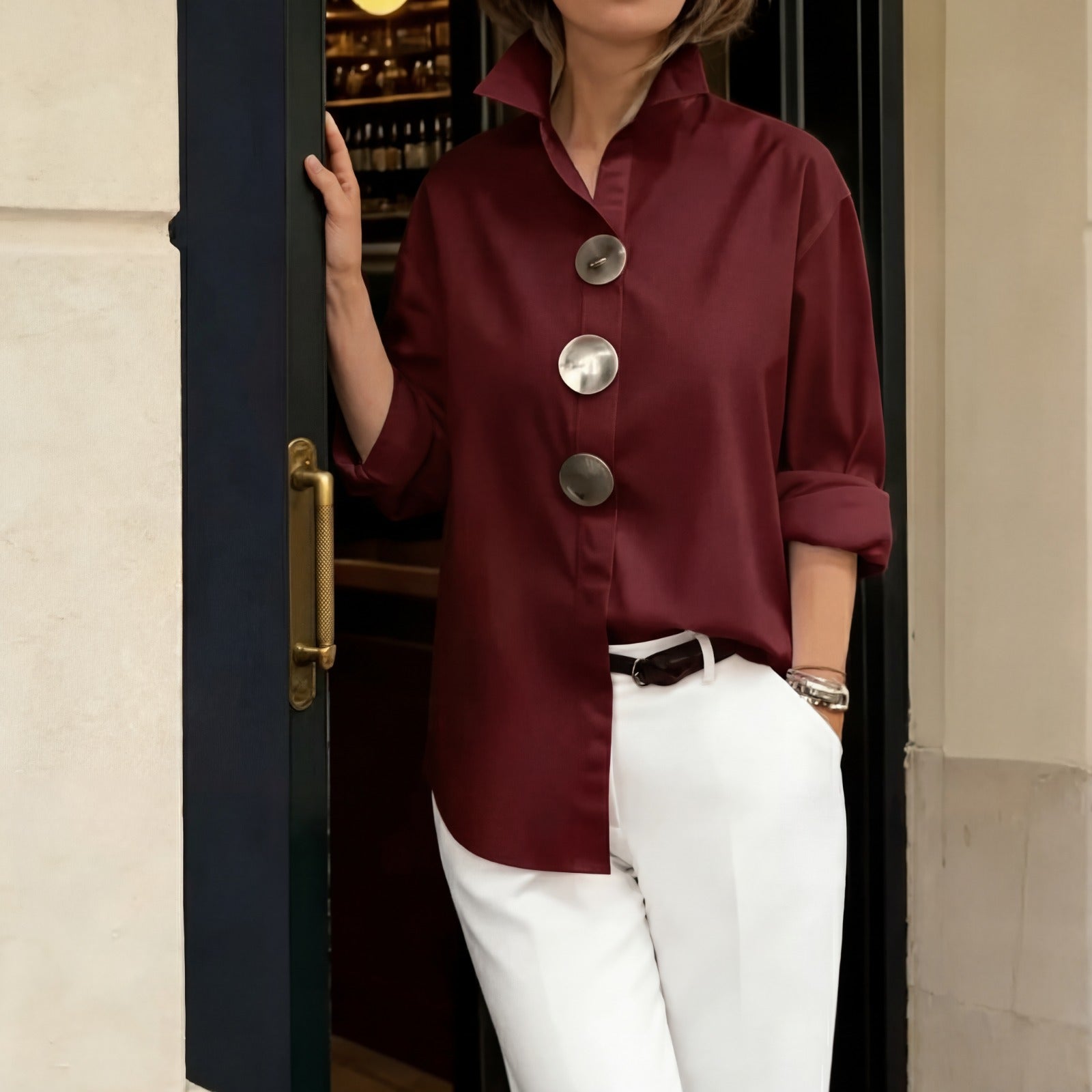 Martina™ Hemd mit strukturiertem Kragen und Oversize-Knöpfen