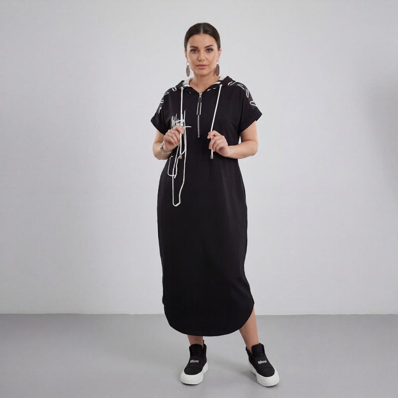 Lidia™ Kleid mit Kapuze und zeitgenössischem Signature-Print