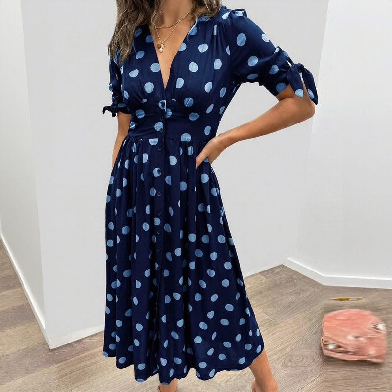 Stella™ Kleid mit Polka Dots und Bindebändern an den Ärmeln
