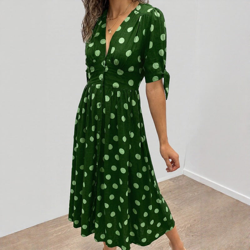 Stella™ Kleid mit Polka Dots und Bindebändern an den Ärmeln