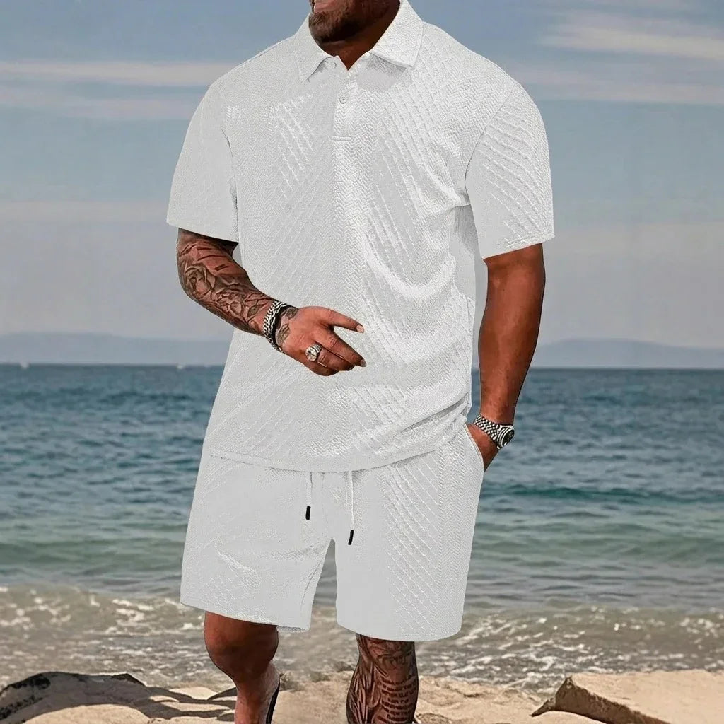 Cristiano™ Set aus strukturierter Strickware mit festem Polokragen